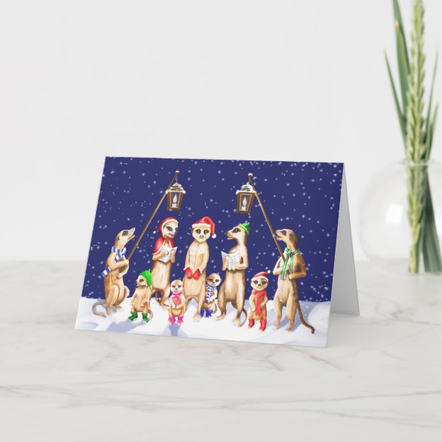Carte de Noël de chanteurs de Carol de famille de (Devant)