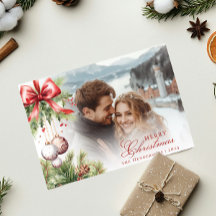 Carte de Noël de Charme Mistletoe Photo & Nom