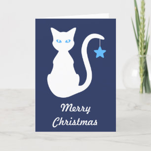 Carte de Noël de chat blanc