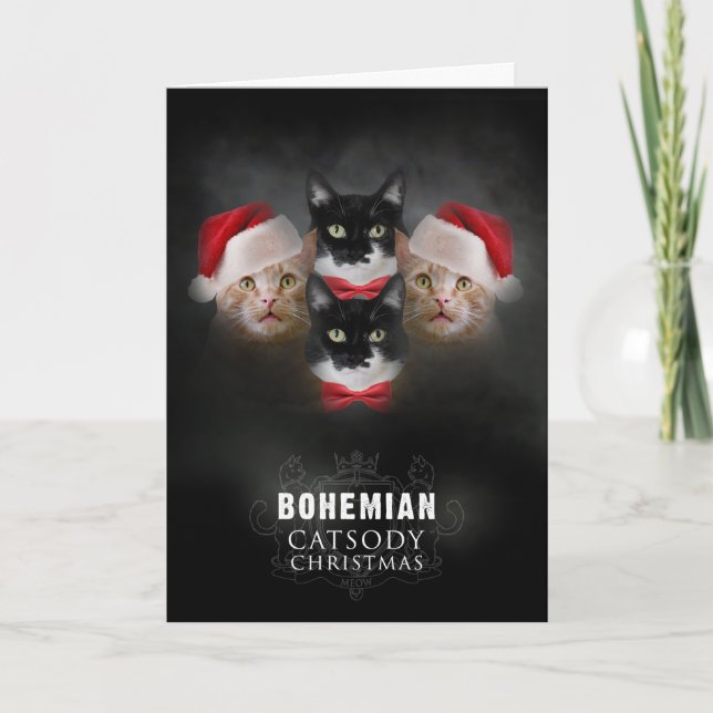 Carte de Noël de chat Bohemian Catsody (Devant)