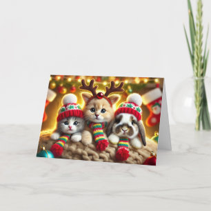 Carte de Noël de chat, Carte de Noël de chien, Lap