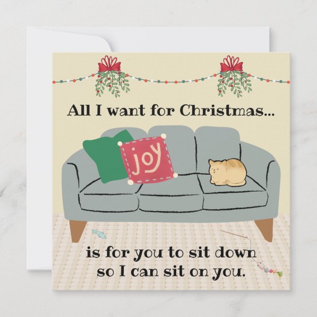 Carte de Noël de chat, chat de pain d'orange coupé (Devant)