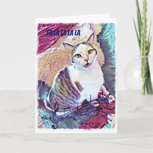 Carte de Noël de chat drôle (Devant)