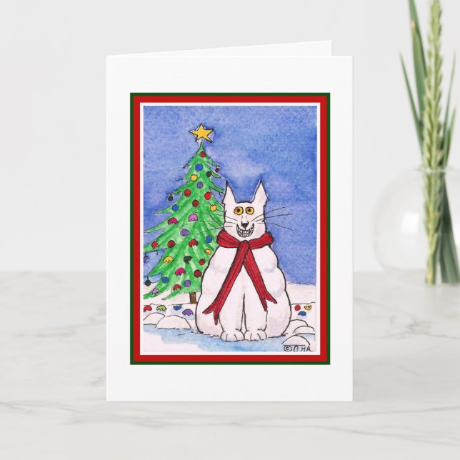 Carte de Noël de chat drôle (Devant)