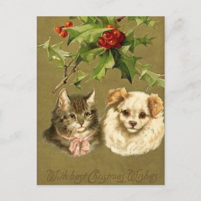 Carte de Noël de chat et de chien (Devant)