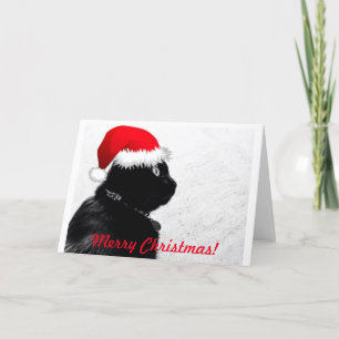 Carte de Noël de chat noir