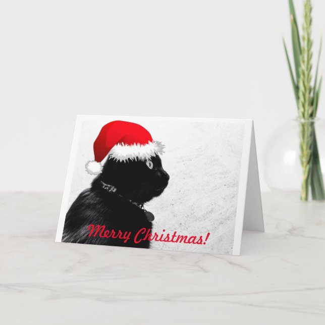 Carte de Noël de chat noir (Devant)