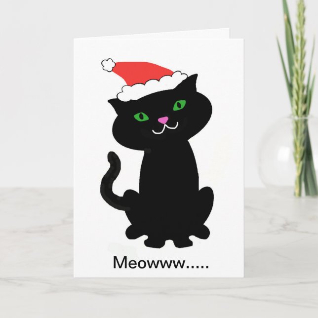 Carte de Noël de chat noir (Devant)