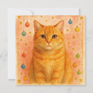 Carte de Noël de chat roux.