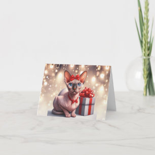 Carte de Noël de chat Sphynx