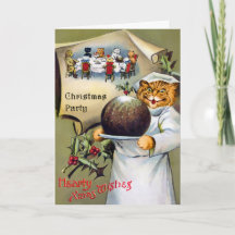 Carte de Noël de chat victorien chef