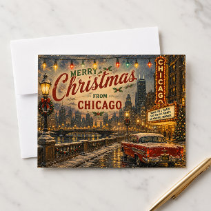 Carte de Noël de Chicago avec vue sur la skyline