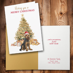 Carte de Noël de chien Airedale Terrier d'arbre d'
