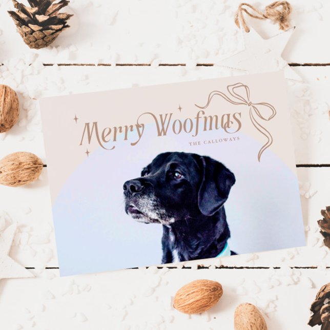 Carte de Noël de Chien de Noël Beige Joyeux Woofma (Créateur téléchargé)
