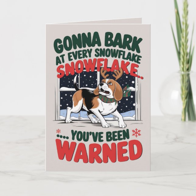 Carte de Noël de chien drôle de Beagle MODIFIABLE (Devant)