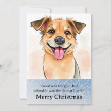 Carte de Noël de chien drôle mignonne