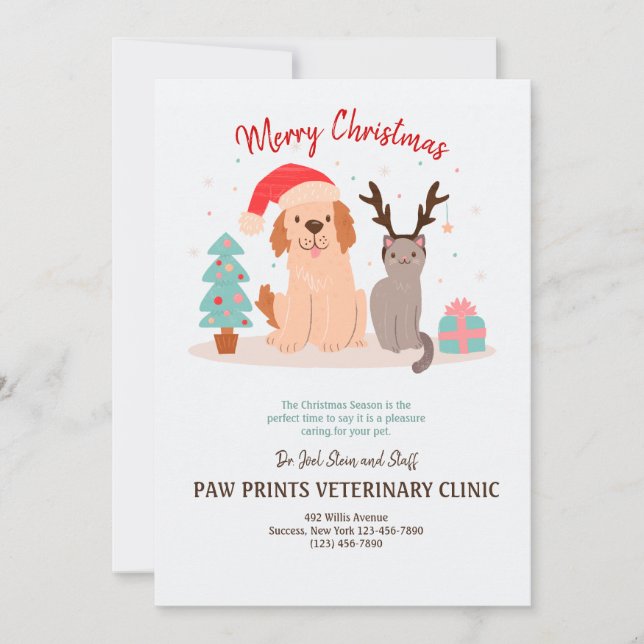 Carte de Noël de chien et de chat (Devant)