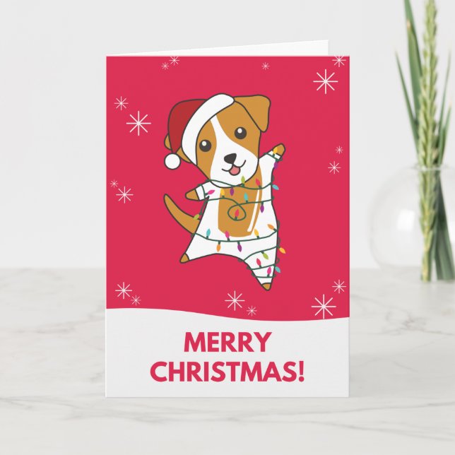 Carte de Noël de chien Jack Russel d'animaux d'hiv (Devant)