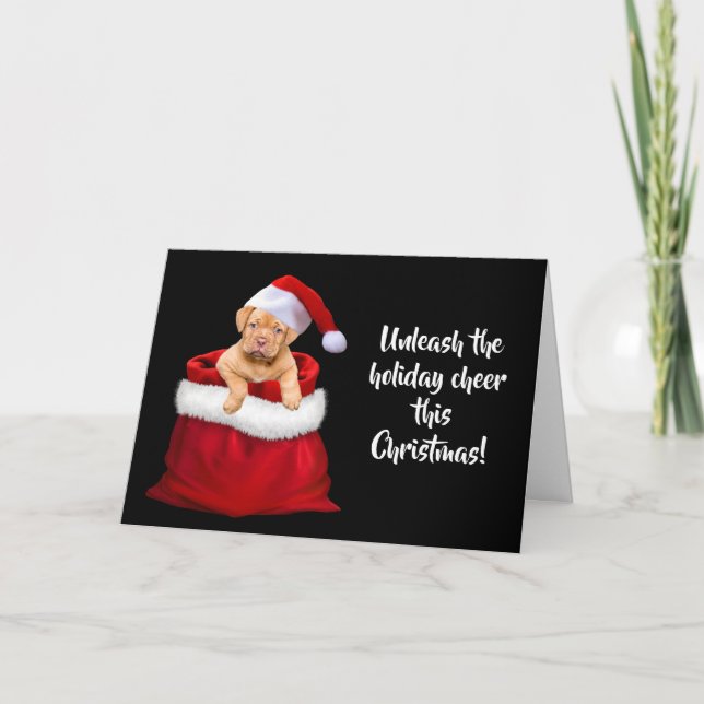 Carte de Noël de chien mignonne et adorable (Devant)
