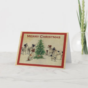 Carte de Noël de chien vintage