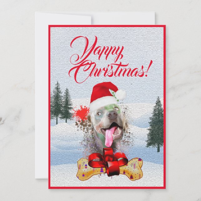 Carte de Noël de chien Weimaraner personnalisable (Devant)