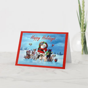 Carte de Noël de chiwawa Père Noël et animaux