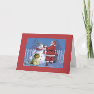 Carte de Noël de cocker Père Noël Snowman1