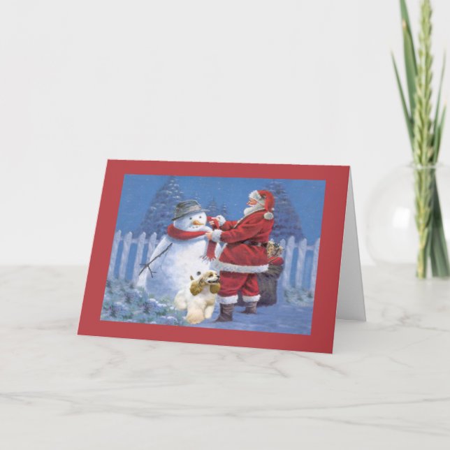 Carte de Noël de cocker Père Noël Snowman2 (Devant)