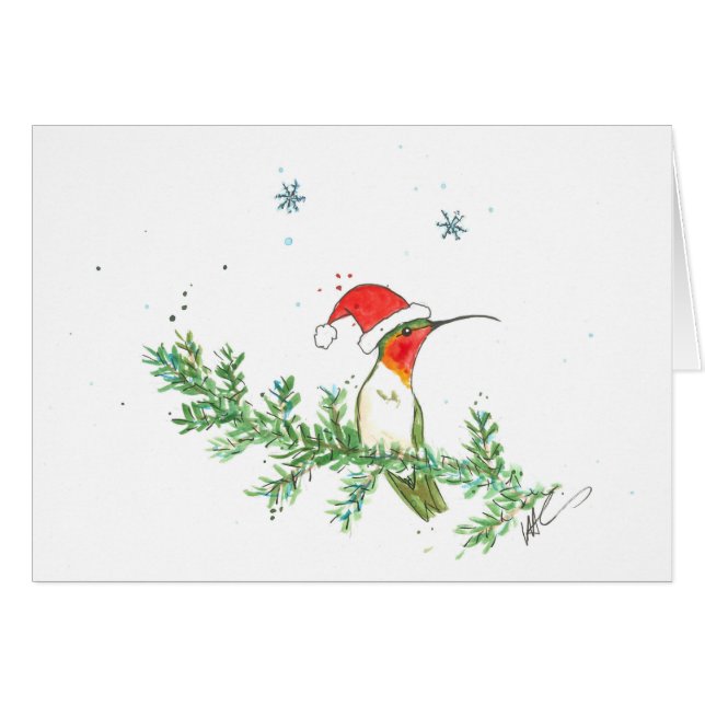 Carte de Noël de colibri (Devant horizontal)