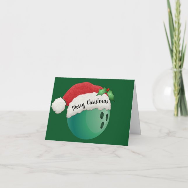 Carte de Noël de conception de boule de Bowling (Devant)