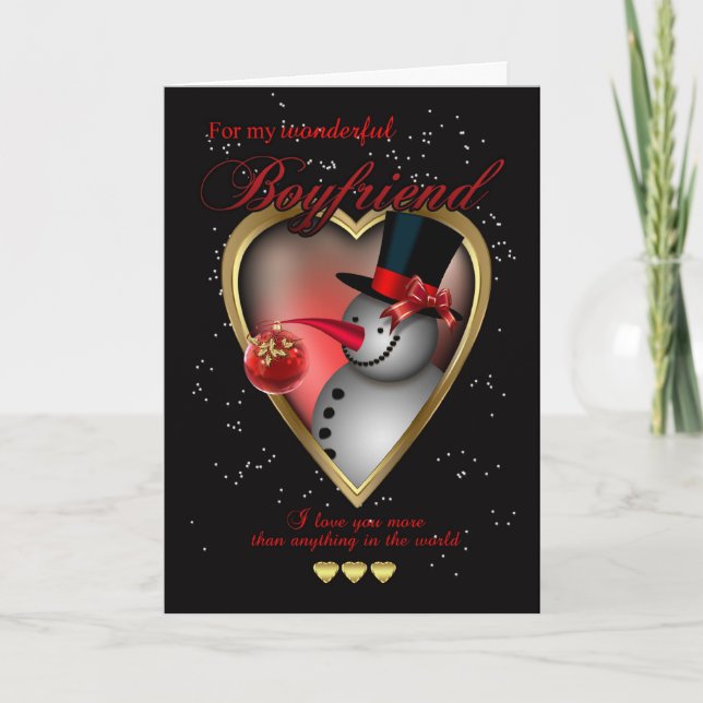 Carte de Noël de copain - Snowman In Heart (Devant)