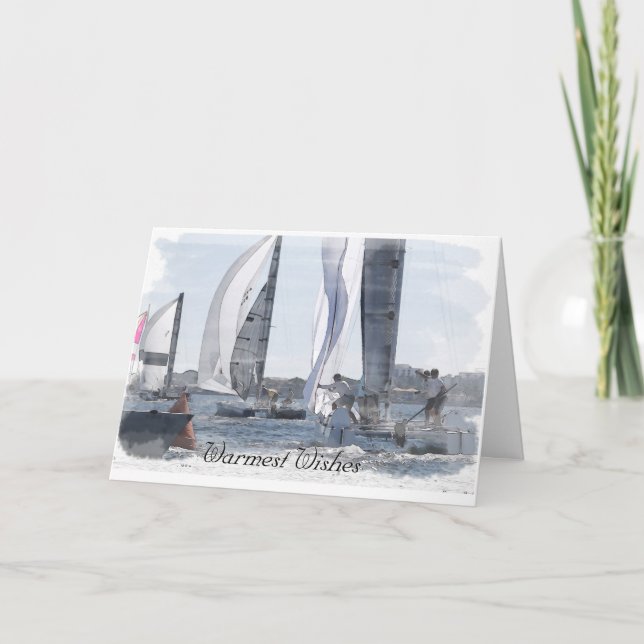 Carte de Noël de course de bateau à voile (Devant)