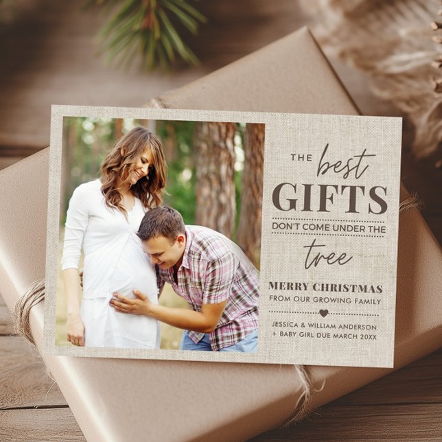 Carte de Noël de Faire-part de grossesse rustique (Rustic Pregnancy Announcement Christmas Card)