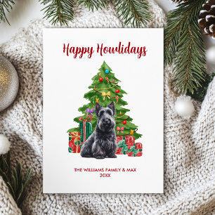 Carte de Noël de famille avec Terrier Écossais