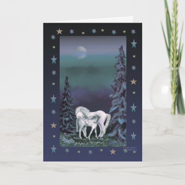 Carte de Noël de famille de licorne (Devant)