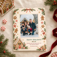 Carte de Noël de famille Maison en pain d'épices