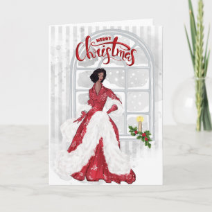 Carte de Noël de femme afro-américaine moderne