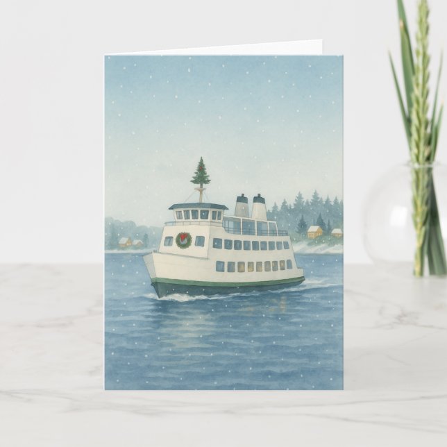 Carte de Noël de ferry de jour (Devant)