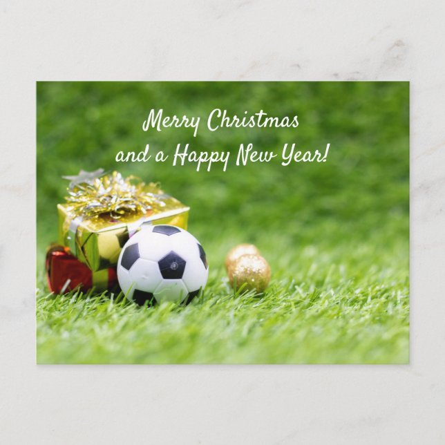 Carte de Noël de football avec boules et boîtes ca (Devant)
