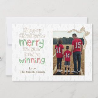 Carte de Noël de football joyeuse et gagnante
