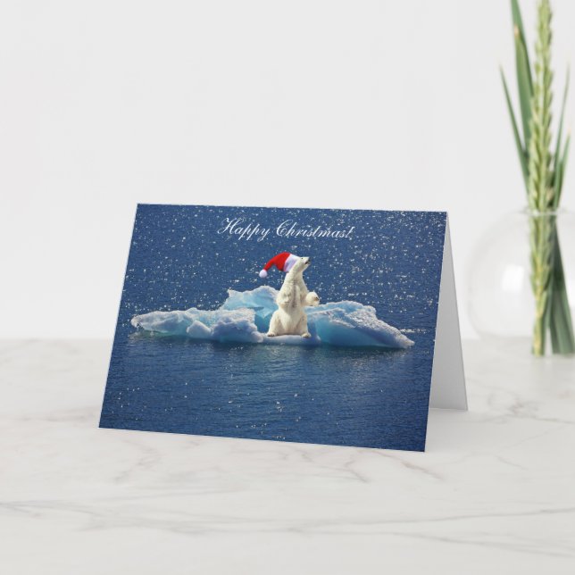 Carte de Noël de glace d'ours blanc de Noël (Devant)