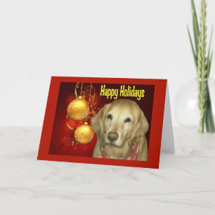 Carte de Noël de golden retriever bonnes fêtes