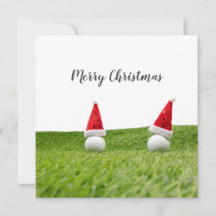 Carte de Noël de golf avec chapeau de Père Noël en