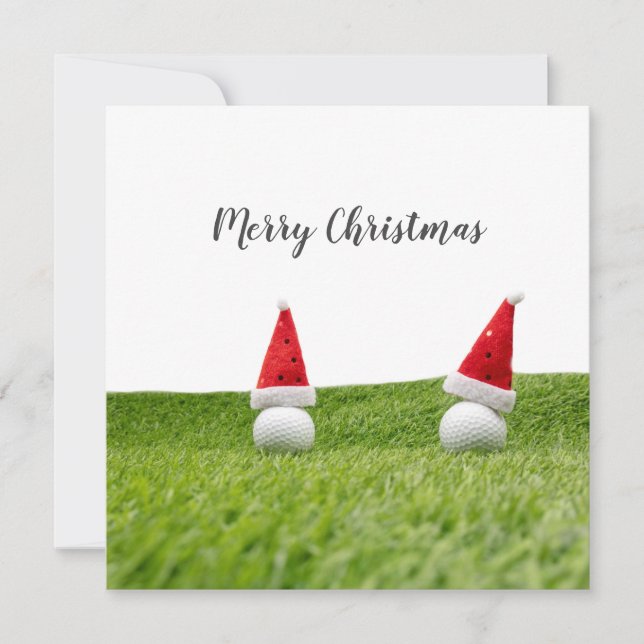 Carte de Noël de golf avec chapeau de Père Noël en (Devant)