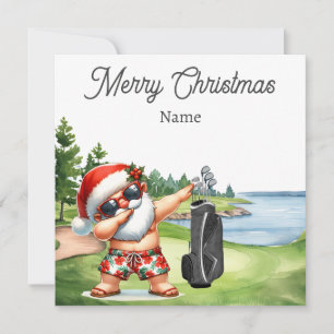 Carte de Noël de golf avec le Père Noël d'Hawaii
