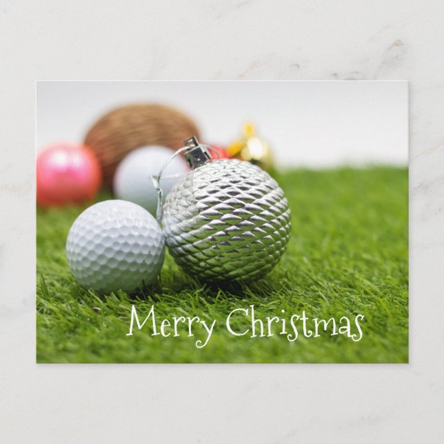 Carte de Noël de golf avec ornement de balle de go (Devant)