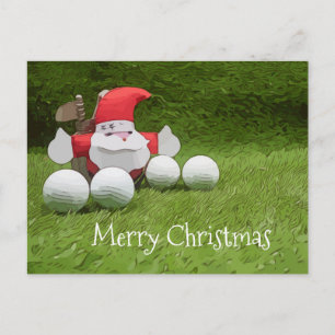 Carte de Noël de golf avec Santa Claus et balle de