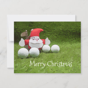 Carte de Noël de golf avec Santa Claus et balle de