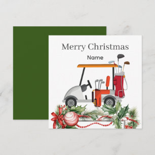 Carte de Noël de golf avec voiturette de golf et c