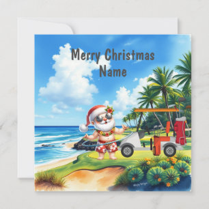 Carte de Noël de golf avec voiturette de golf et c